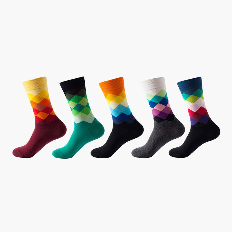 Anysox 5 Pairs One Size 5-11 Mixed Color Cotton Fashion Woman Skateboard Oil Paitiing
