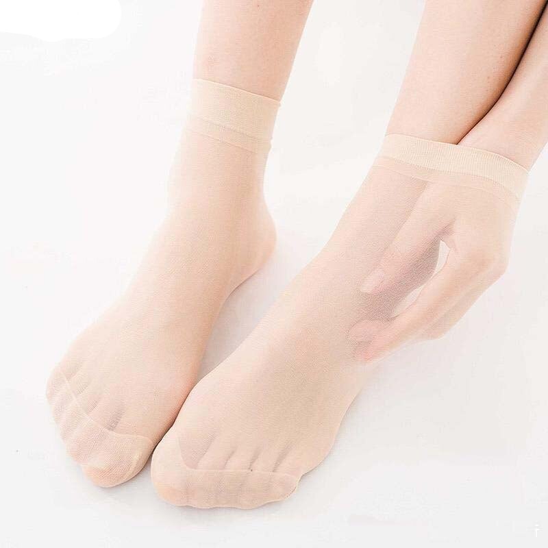 Anysox 10 Pairs Free Size Fashion Socks High Quality Velvet Silk Spring Summer Breathable Soft Cotton Bottom Wicking Slip-resistant for Women Brown