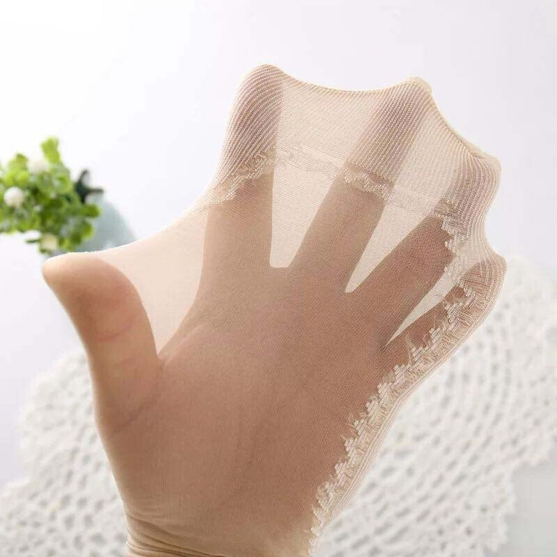 Anysox 10 Pairs Free Size Fashion Socks High Quality Velvet Silk Spring Summer Breathable Soft Cotton Bottom Wicking Slip-resistant for Women Black