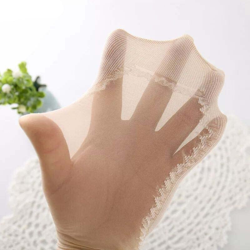 Anysox 10 Pairs Free Size Fashion Socks High Quality Velvet Silk Spring Summer Breathable Soft Cotton Bottom Wicking Slip-resistant for Women Grey