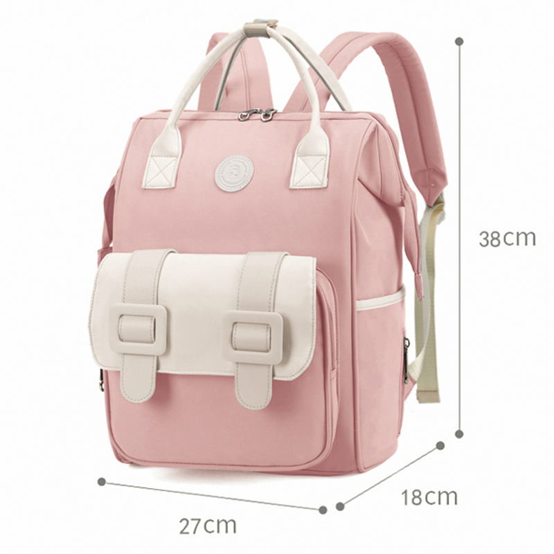Anymom Mommy Diaper Bag Pink Backpack With Back Pocket