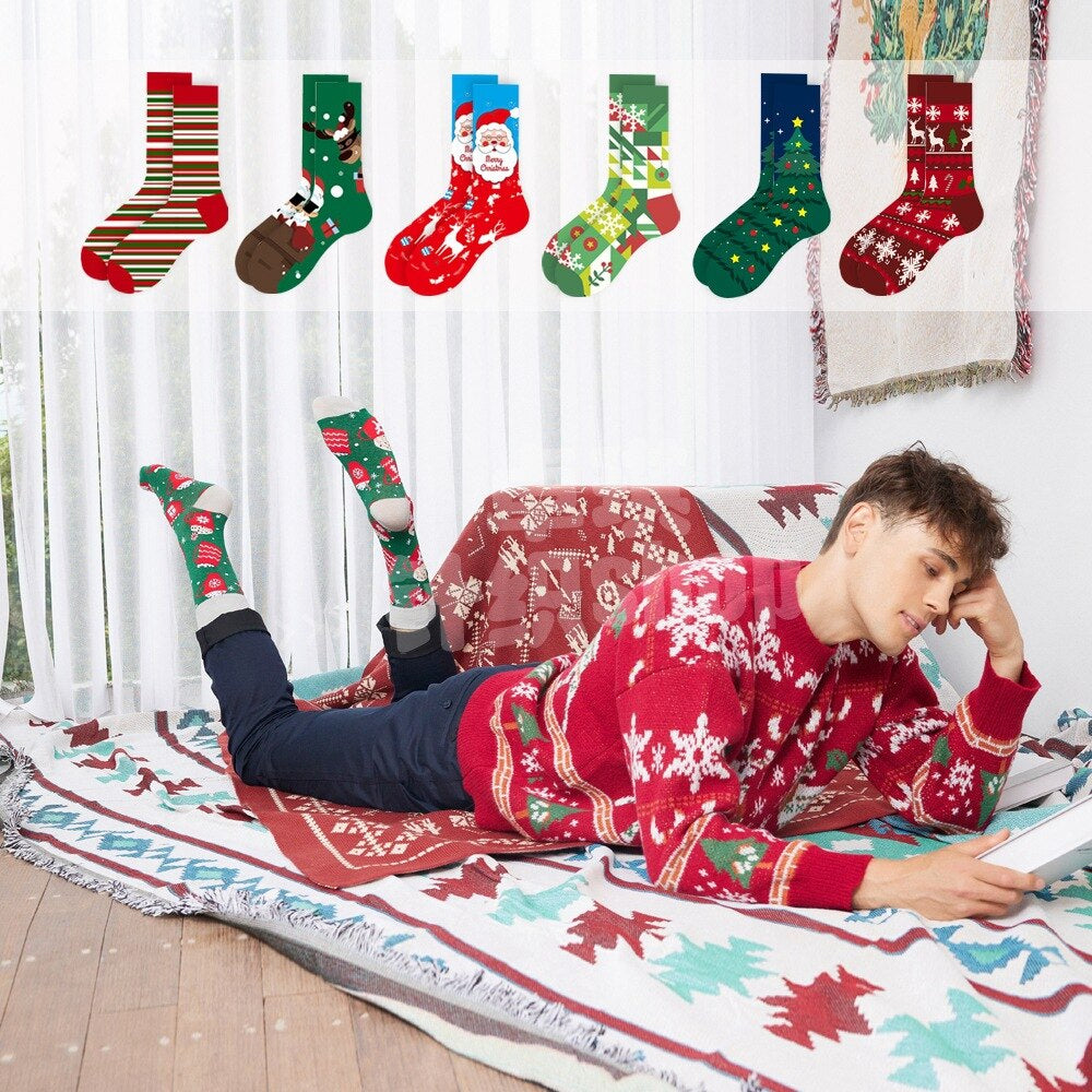 Anysox 5 Pairs Dark Green Size 5-13 Socks Crystal Silk Tide Winter Holiday Design With Snowflake