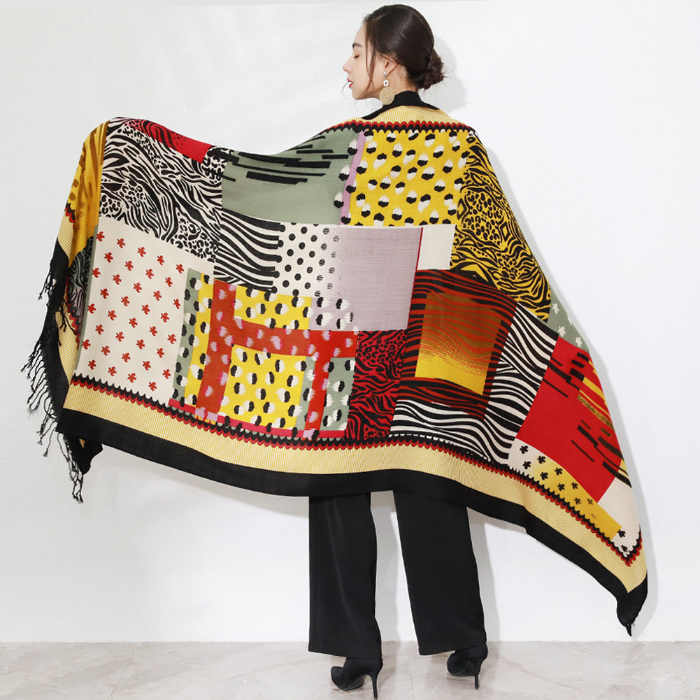 Anyyou 100% Merino Wool Multi-color Silk Satin Scarf for Women