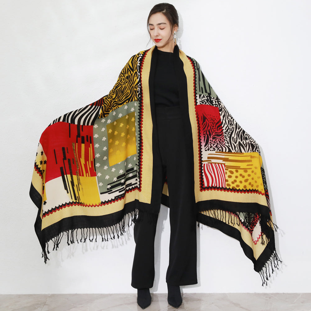Anyyou 100% Merino Wool Multi-color Silk Satin Scarf for Women