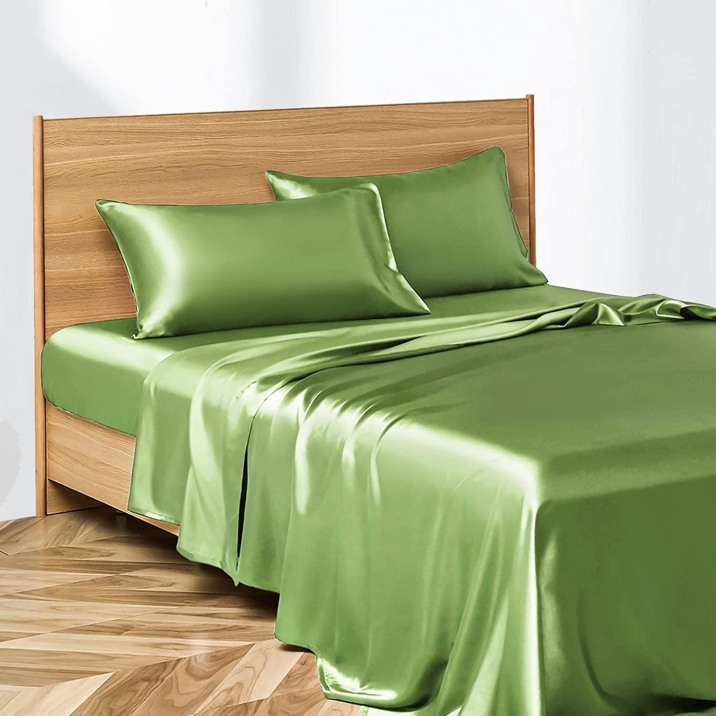 Anycozy Fitted Sheet 180x200cm Camel Luxury Silky Beddings Set with Pillow Cases