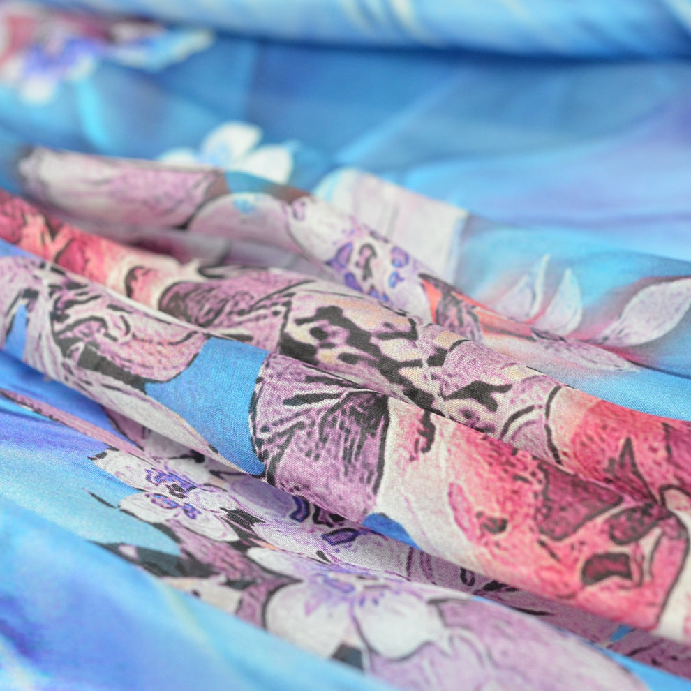 Anyyou 100% Mulberry Silk Light Blue Long Scarf for Women