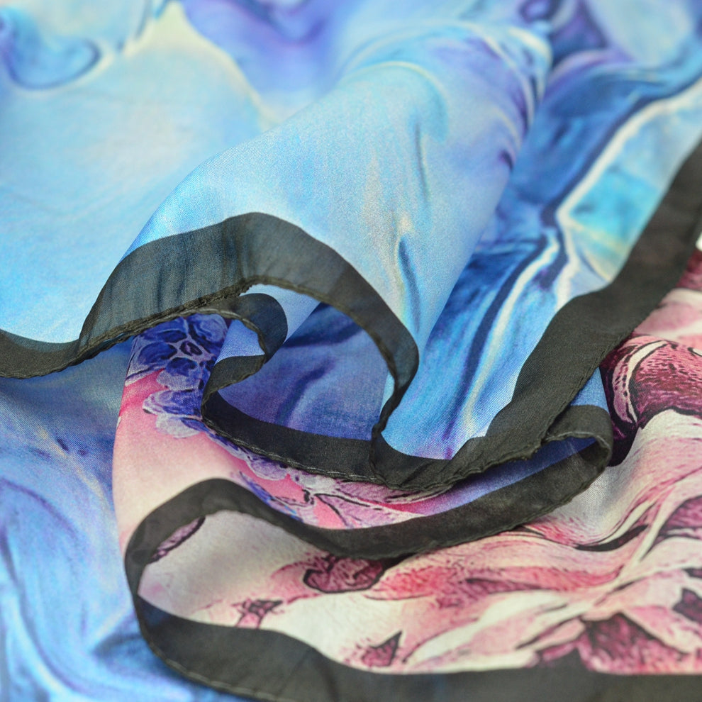 Anyyou 100% Mulberry Silk Light Blue Long Scarf for Women