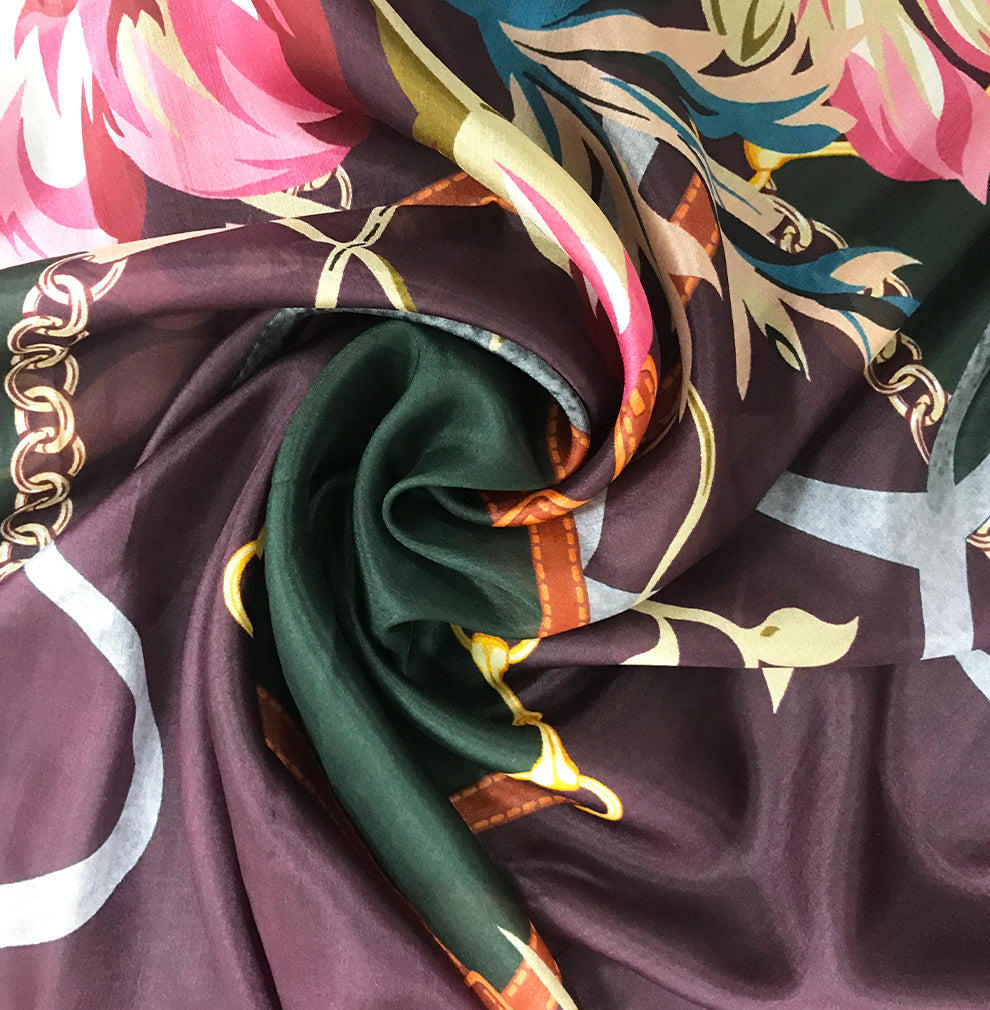 Anyyou 100% Mulberry Silk Brown Long Scarf forWomen