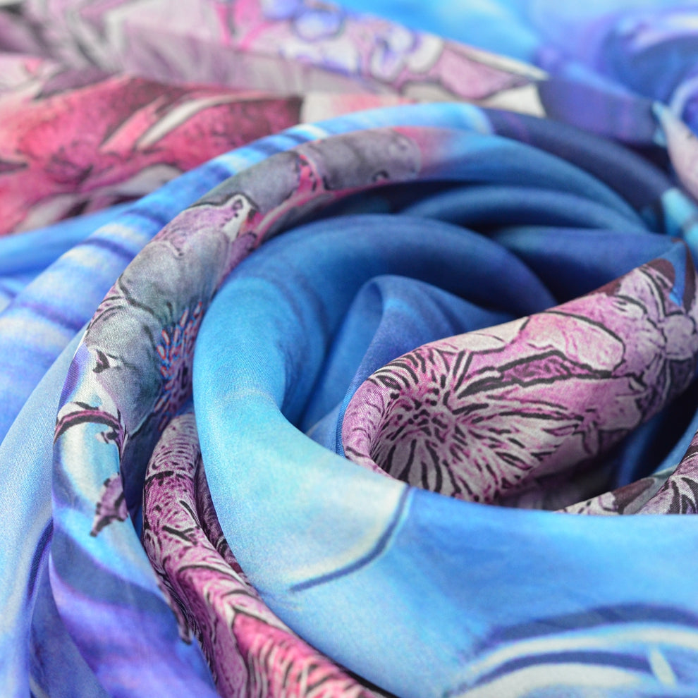 Anyyou 100% Mulberry Silk Light Blue Long Scarf for Women