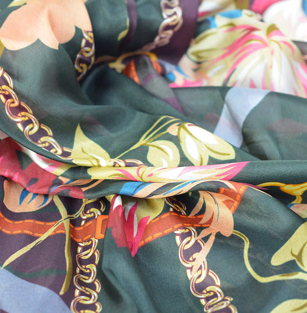 Anyyou 100% Mulberry Silk Brown Long Scarf forWomen