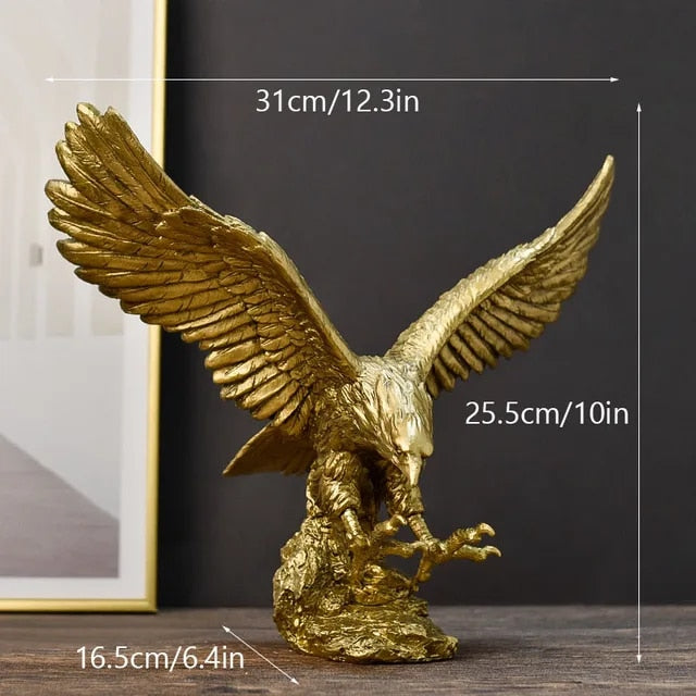 Anyhouz Home Figurine Golden Eagle Statue Large Resin