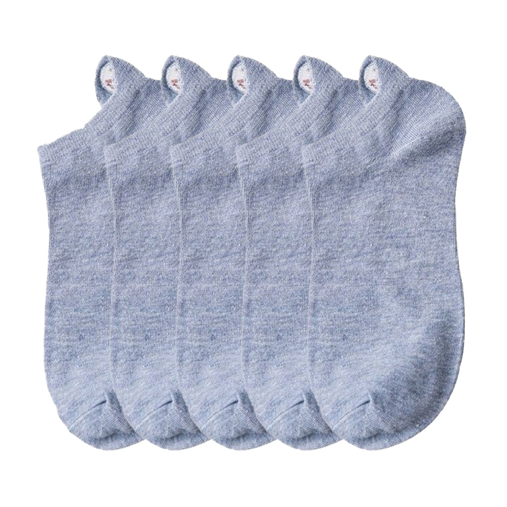 Anysox 5 Pairs One Size 4-5 Blue Unisex Candy Color Cotton Short Cute Socks