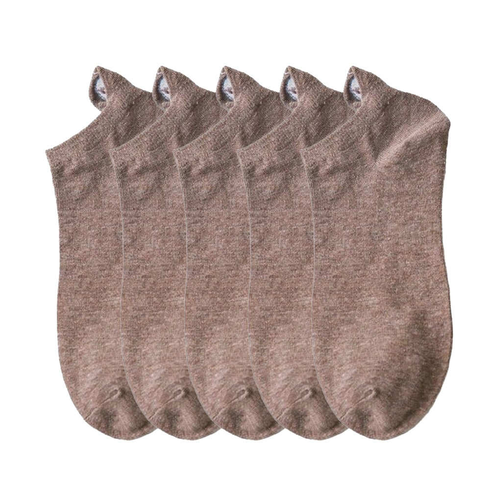 Anysox 5 Pairs One Size 4-5 Coffee Unisex Candy Color Cotton Short Cute Socks