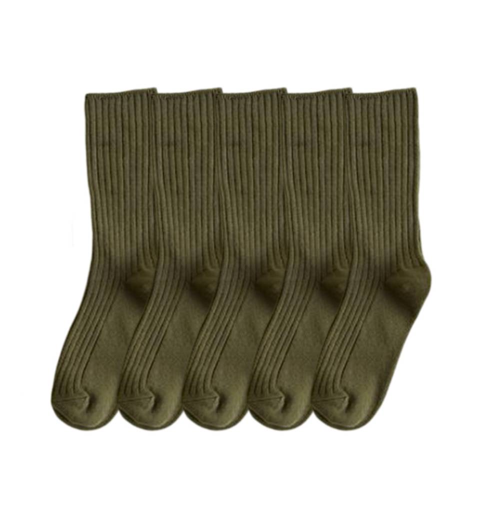 Anysox 5 Pairs One Size 36-43 Green Retro Long Knitted Socks