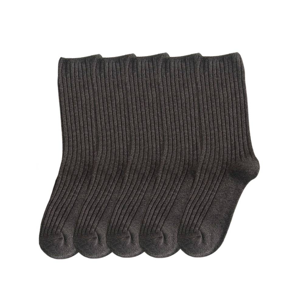 Anysox 5 Pairs One Size 36-43 Gray Retro Long Knitted Socks