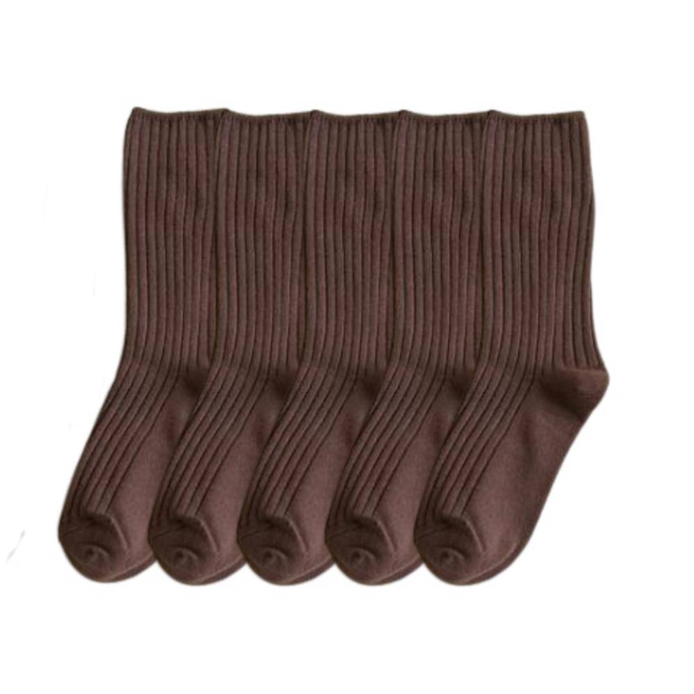 Anysox 5 Pairs One Size 36-43 Brown Retro Long Knitted Socks