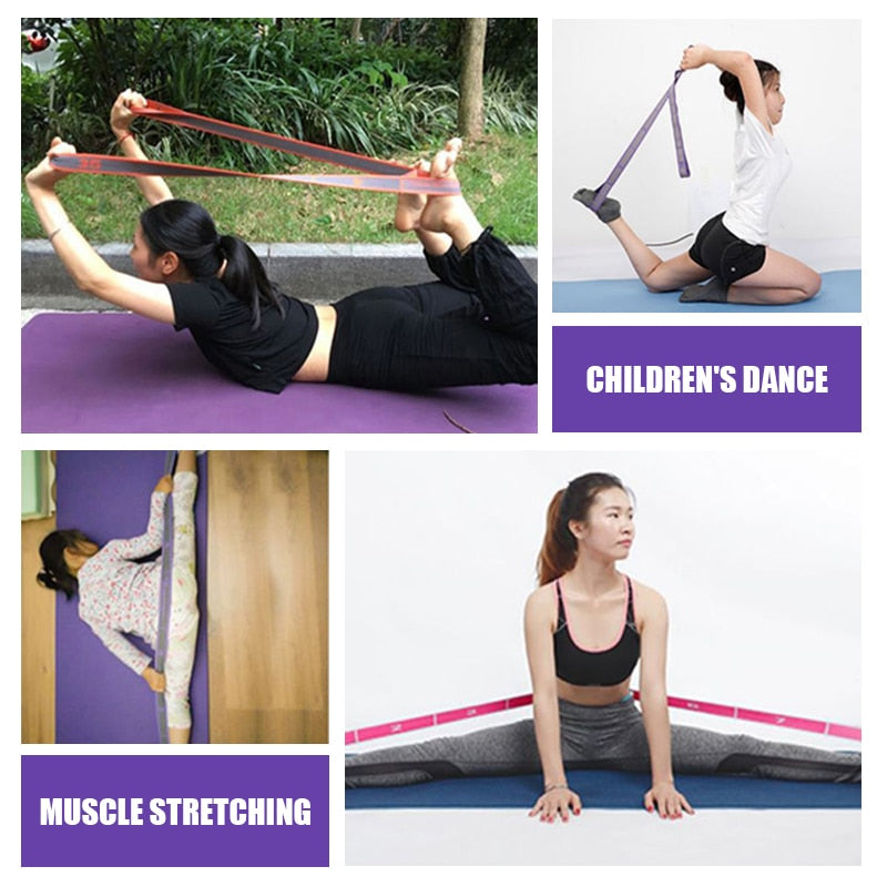 Anyfit Yoga Band Stretcher Neon Pink and White Strap Resistance Belt