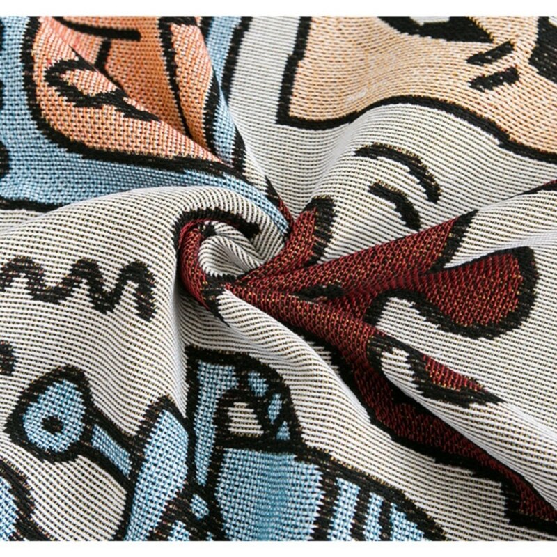 Anycozy Jacquard Weave Jigsaw Throw Blanket with Tassel