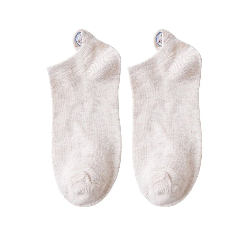 Anysox 5 Pairs One Size 4-5 Beige Unisex Candy Color Cotton Short Cute Socks