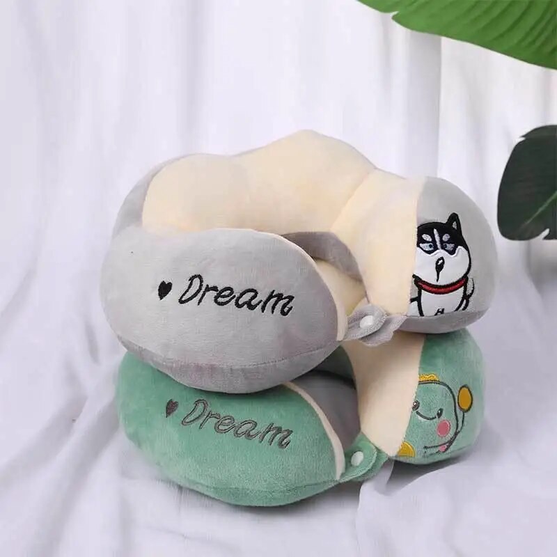 Anypillow Neck Pillow Navy Blue 28x28cm Cartoon Cute U-Shaped Comfortable Sleep Headrest