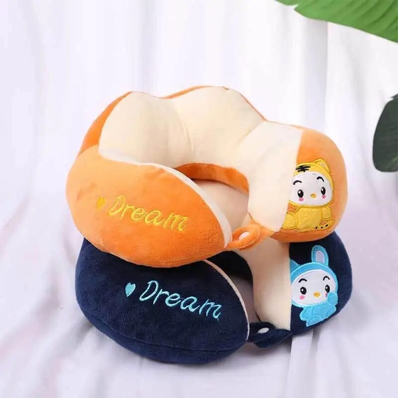 Anypillow Neck Pillow Grey 28x28cm Cartoon Cute U-Shaped Comfortable Sleep Headrest