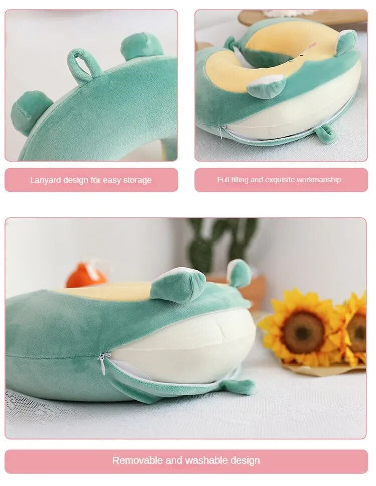 Anypillow Neck Pillow Frog 28x30cm Cartoon Memory Cotton U-shaped Soft Fluffy Comfortable Sleep Headrest