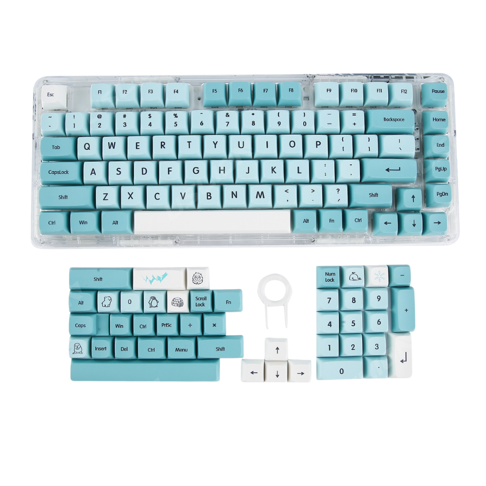 Anymob Keycap Keyboard Ice Blue 126 English keys Mechanical Bag Pack