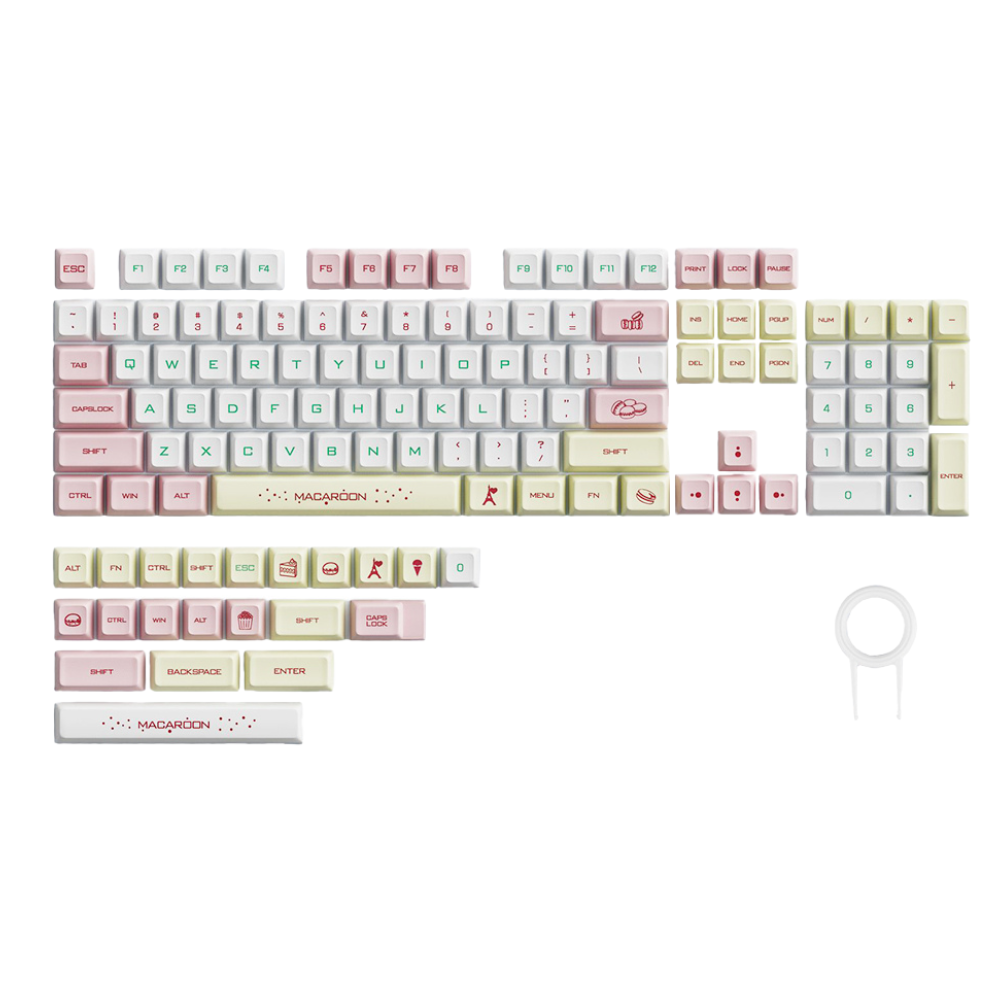 Anymob Keycap Keyboard Macaron 132 Keys PBT Dye Pack in Bag