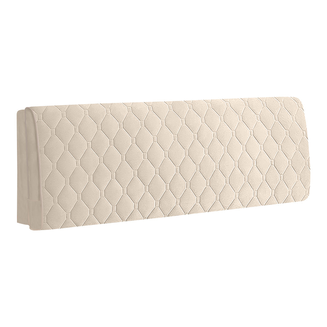 Anyhouz Headboard Cover Beige Diamond Pattern Quilted Velvet Cover 130x70cm