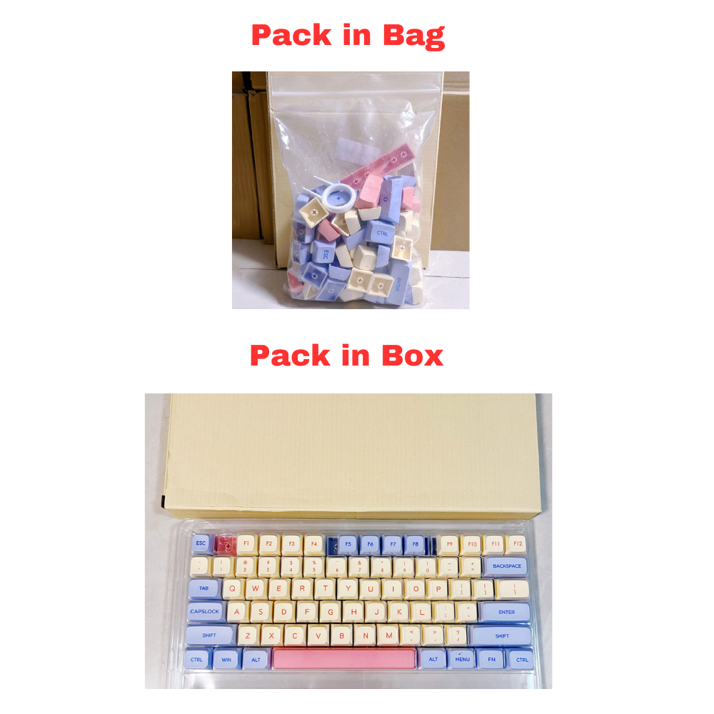 Anymob Keycap Keyboard Beige 132 Keys PBT Dye Pack in Box