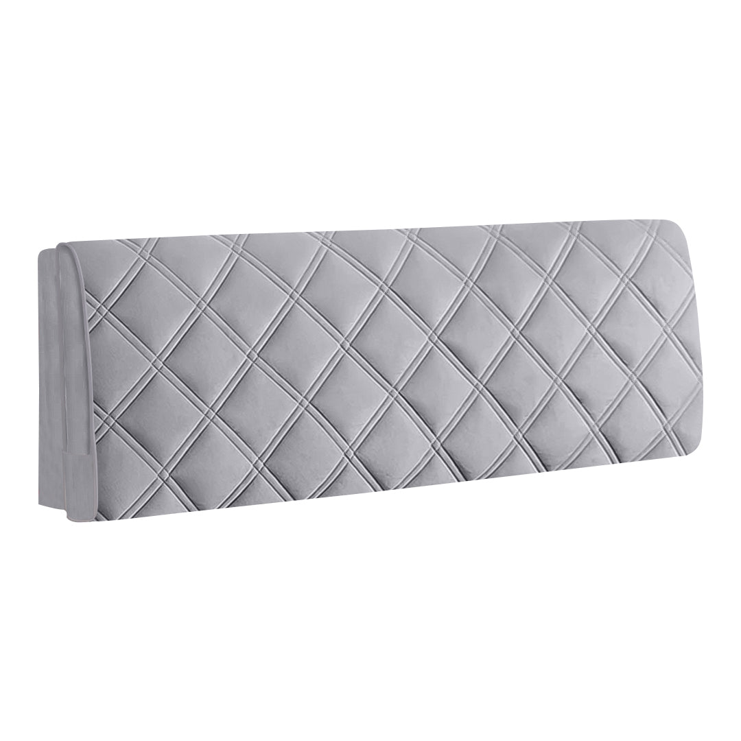 Anyhouz Headboard Cover Dark Gray Criss Cross Pattern Quilted Velvet Cover 160x70cm