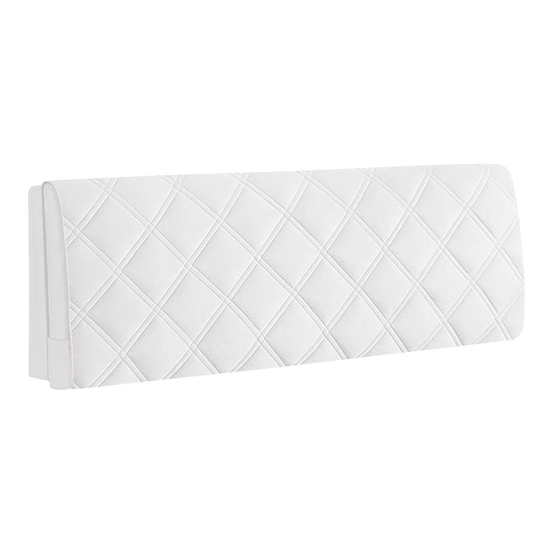 Anyhouz Headboard Cover Off White Criss Cross Pattern Quilted Velvet Cover 140x70cm