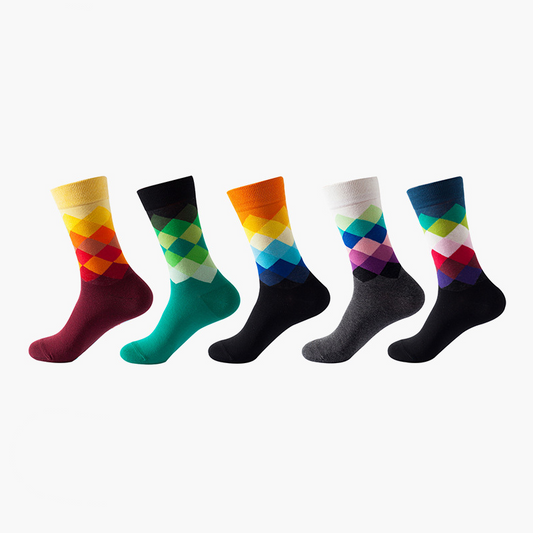 Anysox 5 Pairs One Size 5-11 Mixed Color Cotton Fashion Woman Skateboard Oil Paitiing