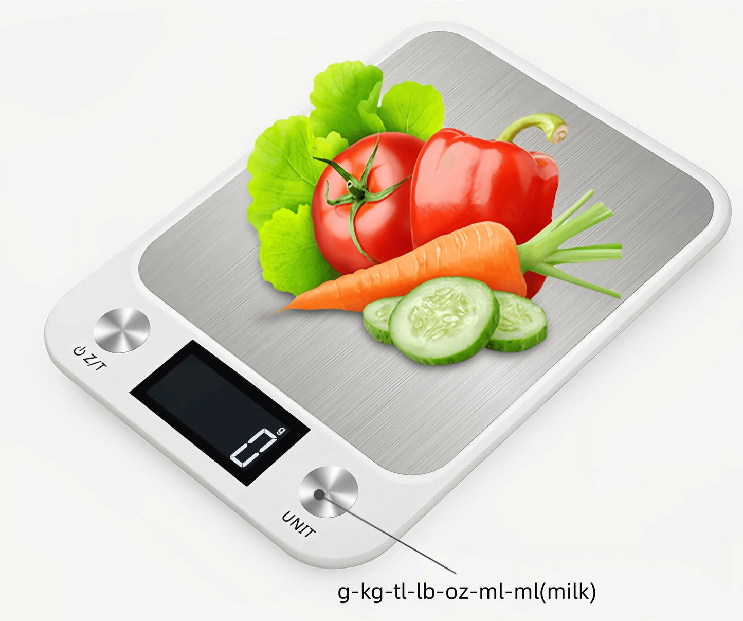 Anygleam White Stainless Kitchen Scale 10Kg Digital Display