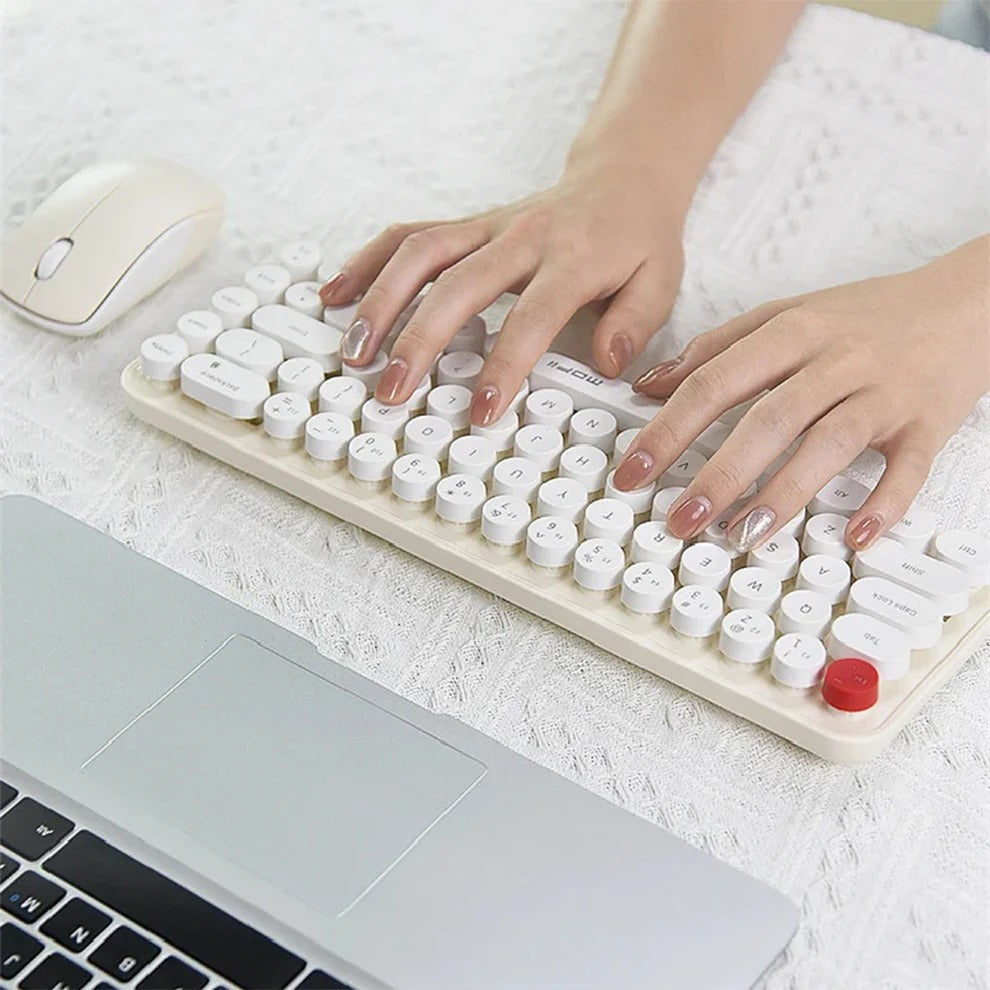 Anymob Bluetooth Keyboard And Mouse Set Milktea Colorful Soft Touch Keys