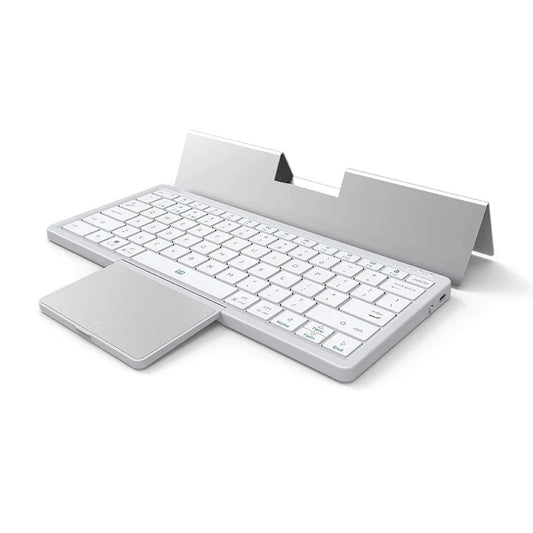 Anymob Bluetooth Keyboard  Silver Mini Foldable Wireless With Touchpad