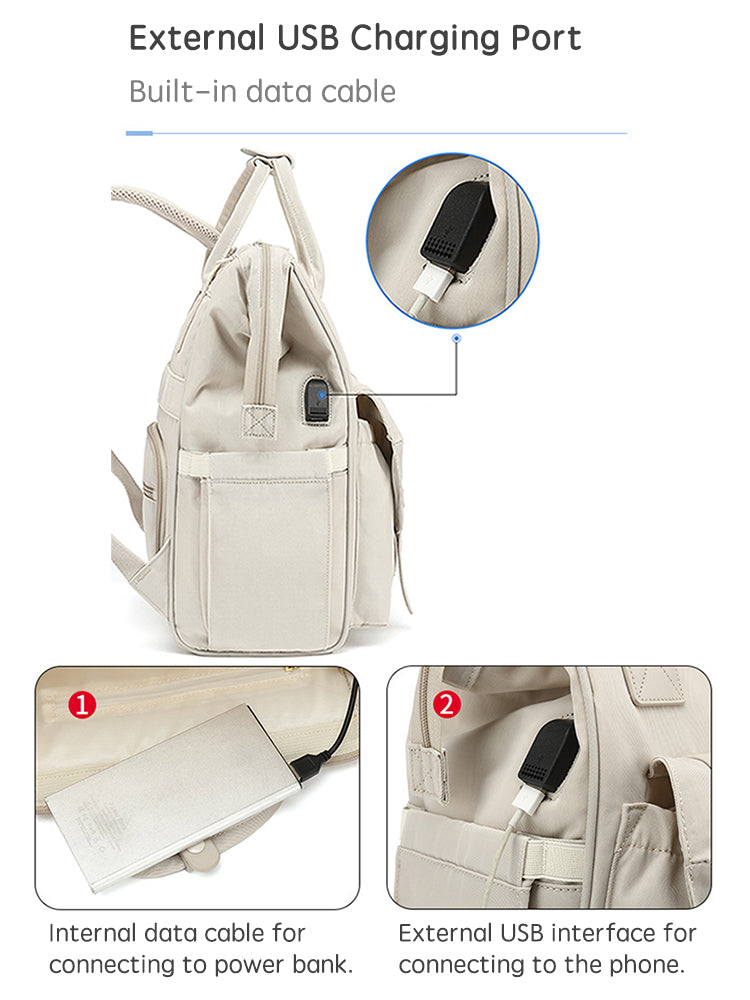 Anymom Mommy Diaper Bag Blue Backpack with USB Port