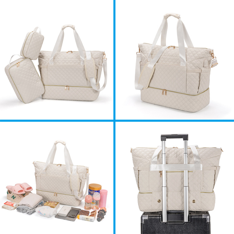 Anymom Mommy Diaper Bag Pink Handbag 3 pcs Set with Pockets
