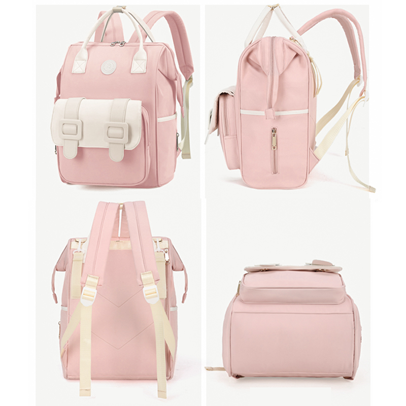 Anymom Mommy Diaper Bag Pink Backpack With Back Pocket