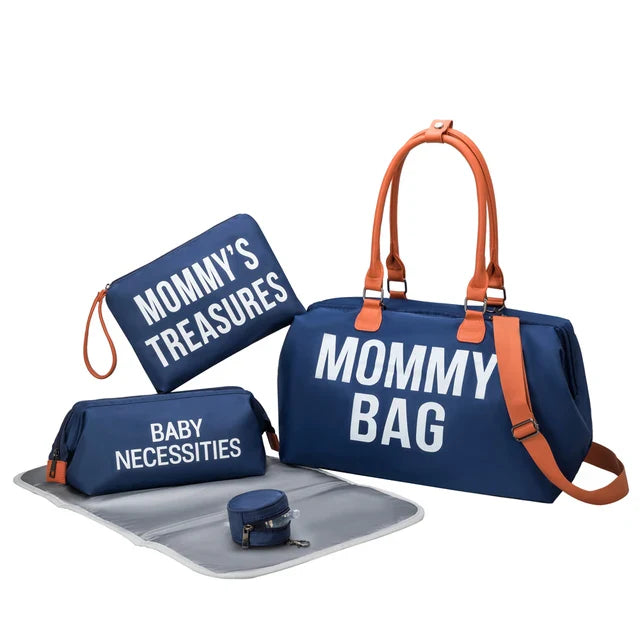 Anymom Mommy Diaper Bag Blue Handbag 5Pcs Set with Changing Pad