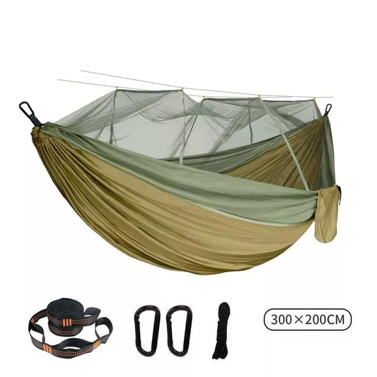 Anypack Umbrella Camping Cloth Army Green Mix Double Mosquito Net Hammock 300×200Cm