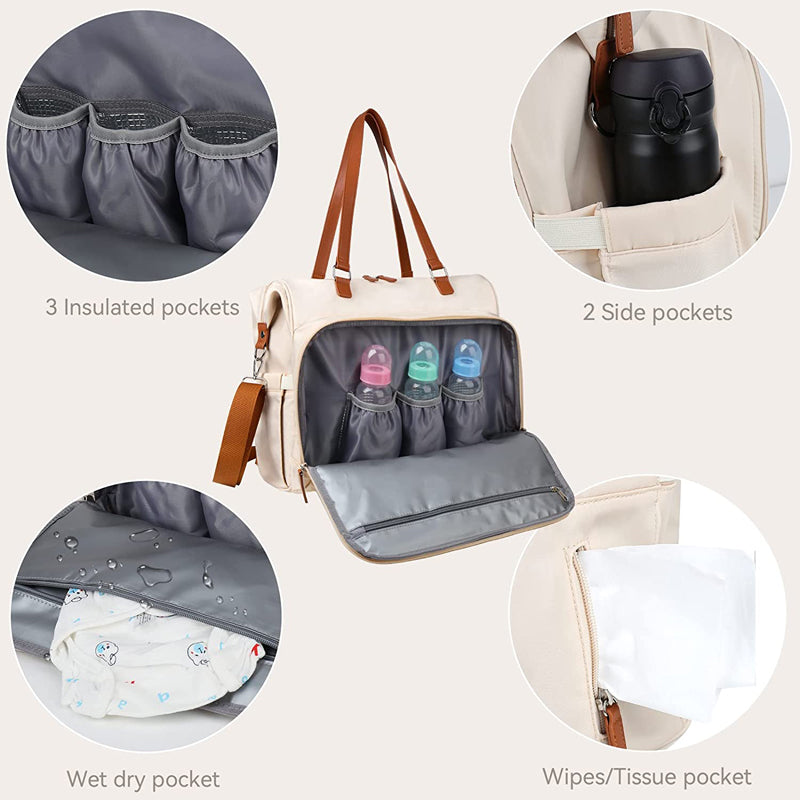 Anymom Mommy Diaper Bags Khaki 3 pcs Set Nappy Backpack