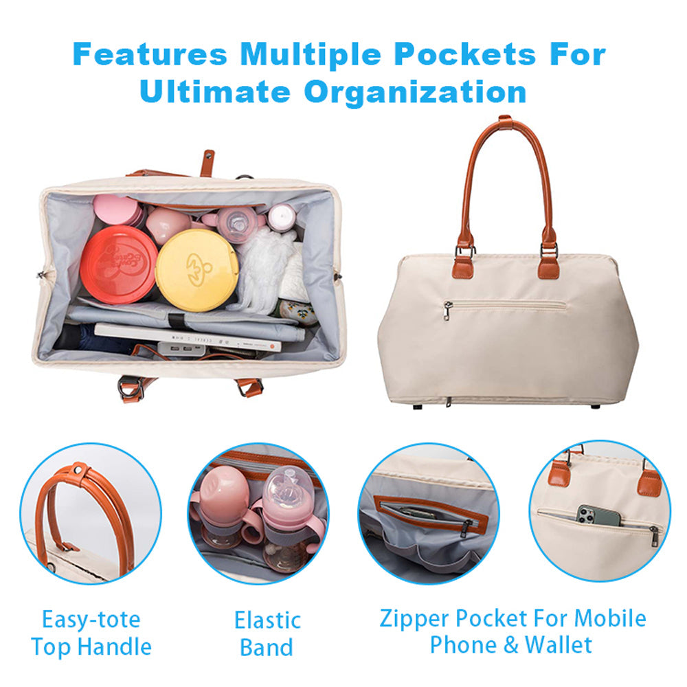 Anymom Mommy Diaper Bag Blue Handbag 5Pcs Set with Changing Pad