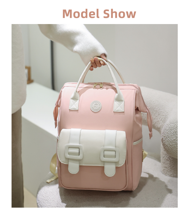 Anymom Mommy Diaper Bag Pink Backpack With Back Pocket