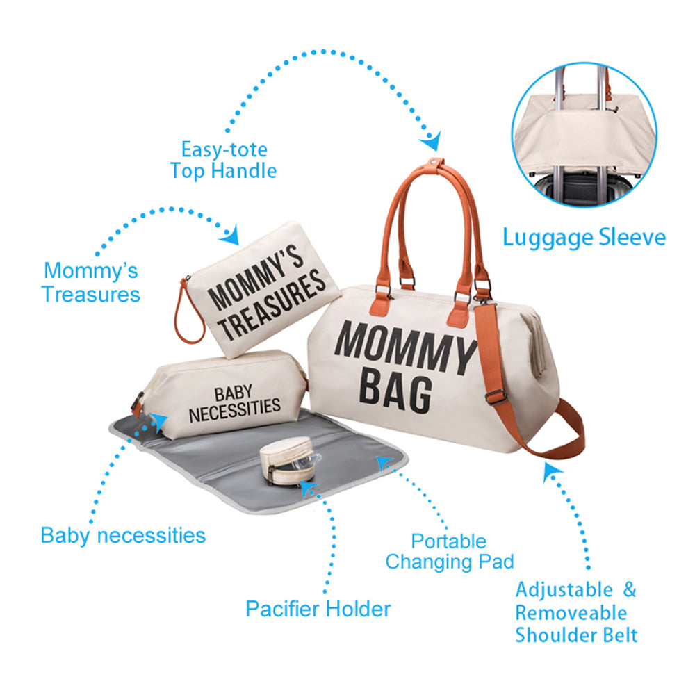 Anymom Mommy Diaper Bag Blue Handbag 5Pcs Set with Changing Pad