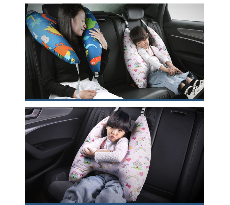 Anypack Car Travel Pillow UShape Animal Forest Pattern Kids Cushion Seat