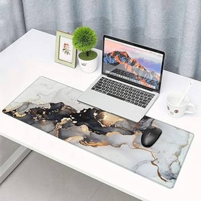 Anymob Mouse Pad White 300X800X2MM Art Series Marble Rubber Mat