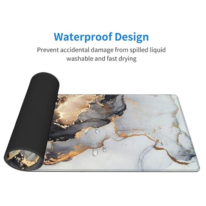 Anymob Mouse Pad White 300X700X2MM Art Series Marble Rubber Mat