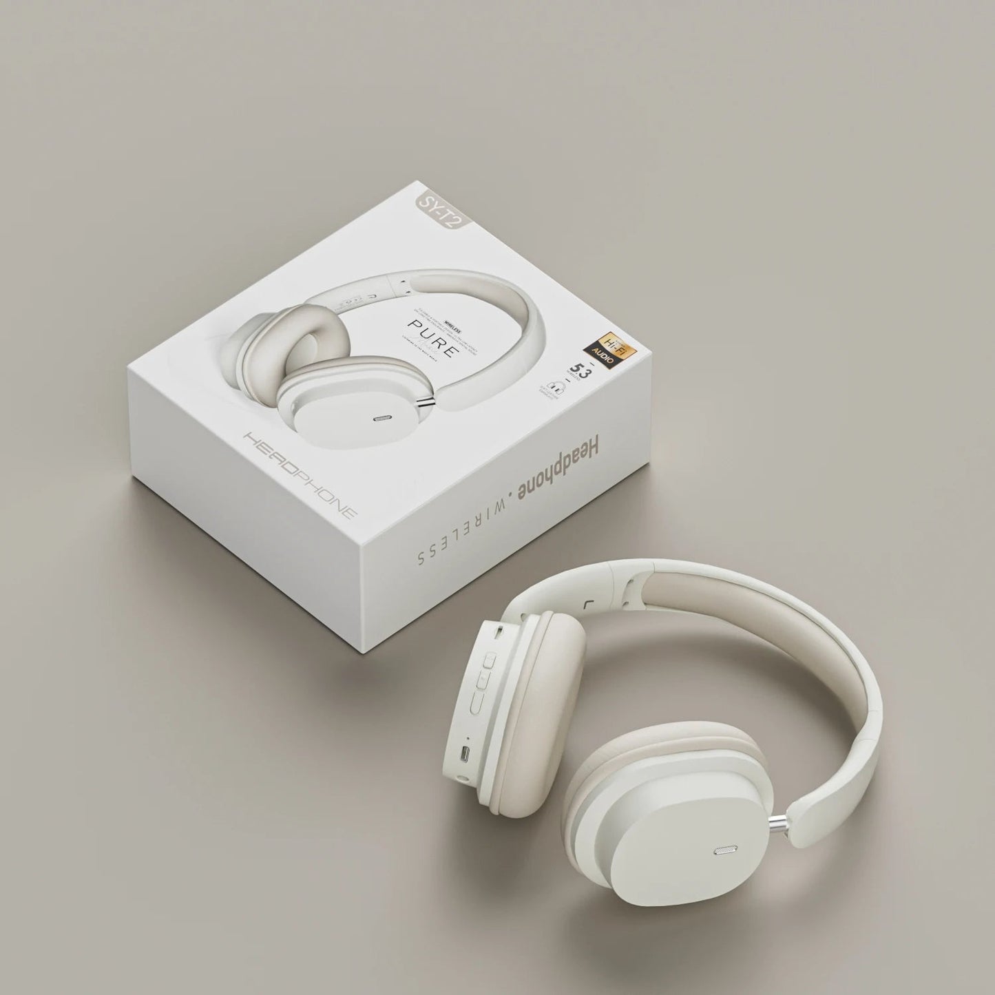 Anymob Headphone White Bluetooth SY T2 Noise Reduction Wireless Headset