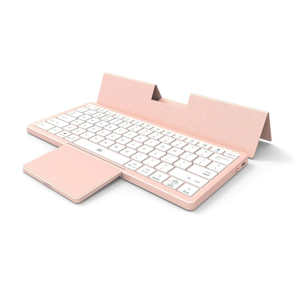 Anymob Bluetooth Keyboard Pink Mini Foldable Wireless With Touchpad